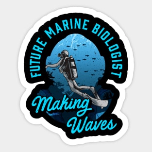 Cute Future Marine Biologist Making Waves Pun Sticker